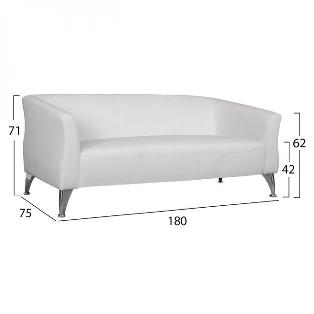 Καναπές "KIANA" τριθέσιος από pu σε λευκό χρώμα 180x75x71