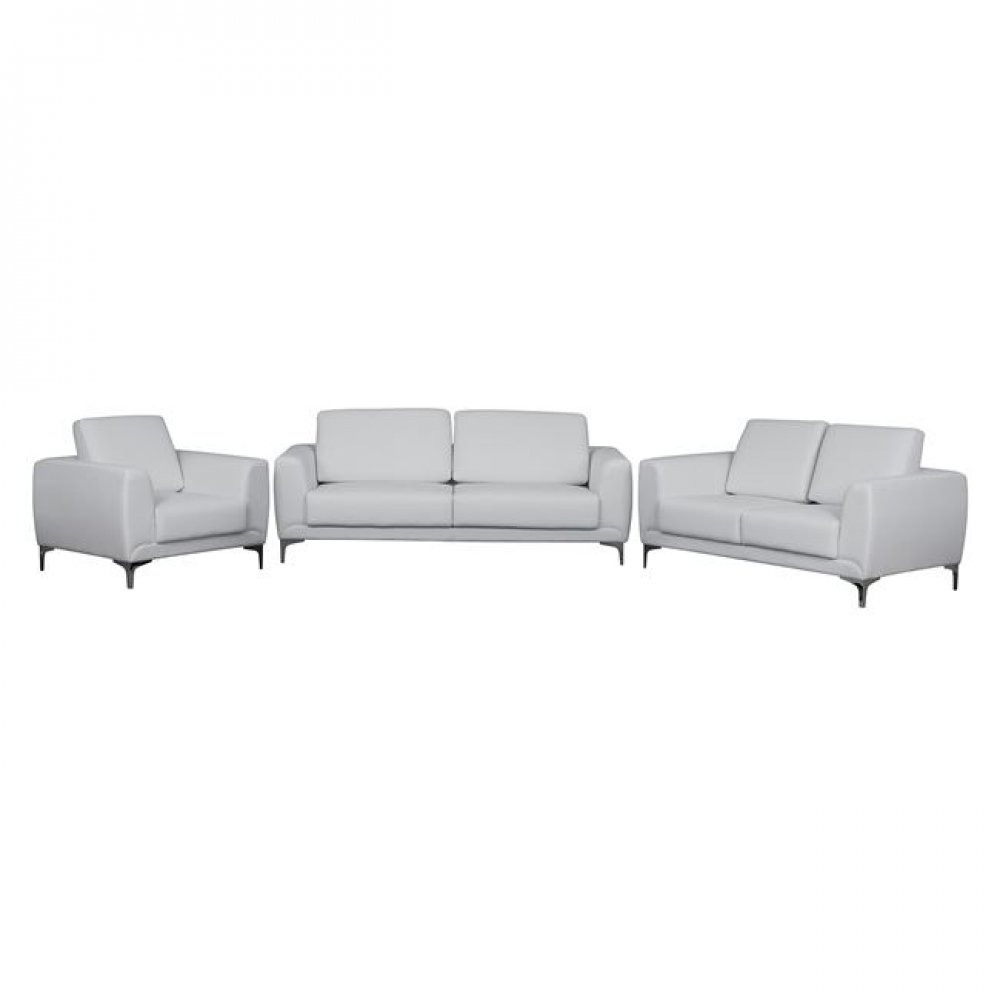 Σετ σαλονιού " KENZIE" από τεχνόδερμα σε λευκό χρώμα