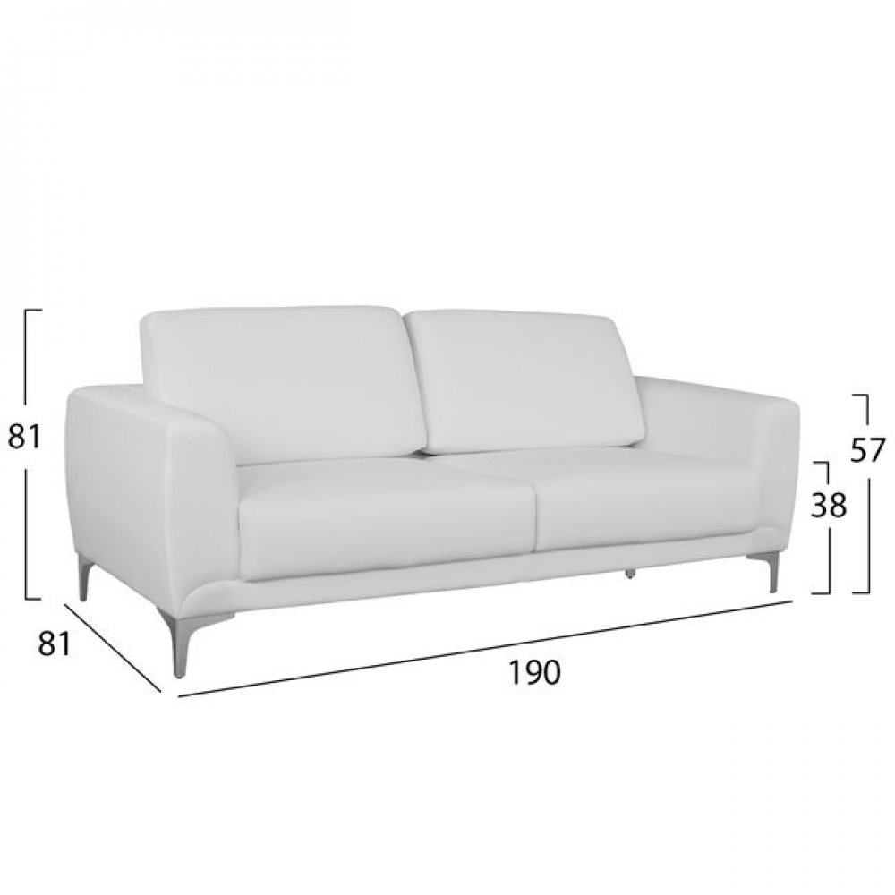 Σετ σαλονιού " KENZIE" από τεχνόδερμα σε λευκό χρώμα