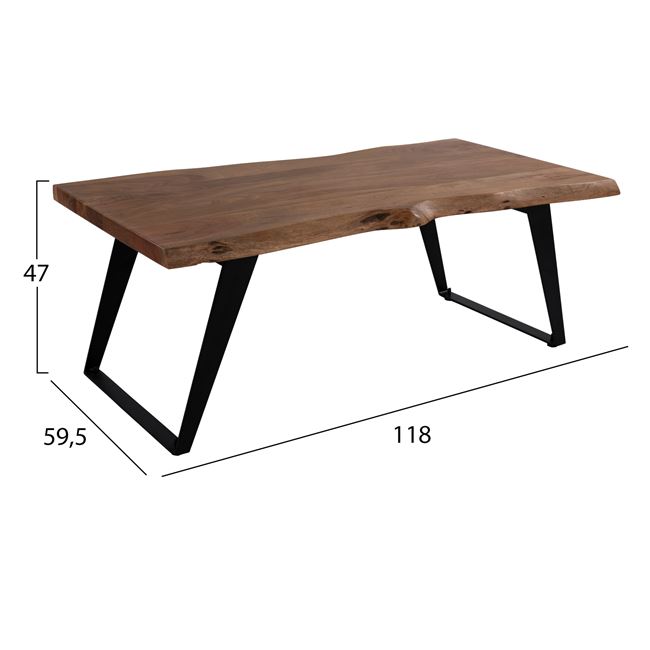 Τραπέζι σαλονιού "ALICIA" ξύλινο σε χρώμα μαύρο/φυσικό 118x59,5x47