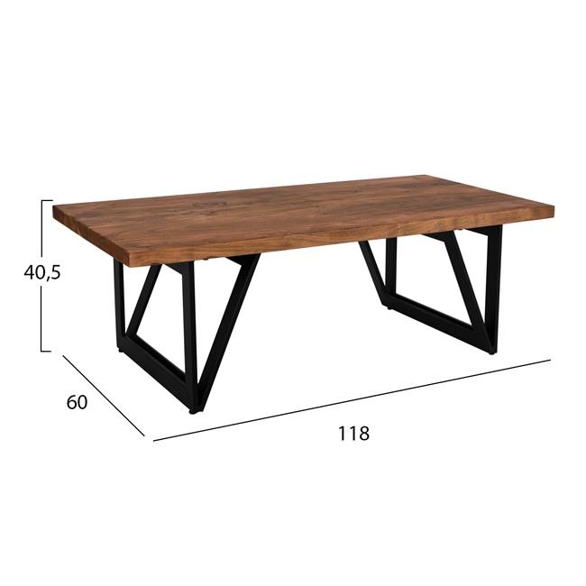 Τραπέζι σαλονιού "PALERMO" ξύλινο σε χρώμα μαύρο/φυσικό 118x60x40,5