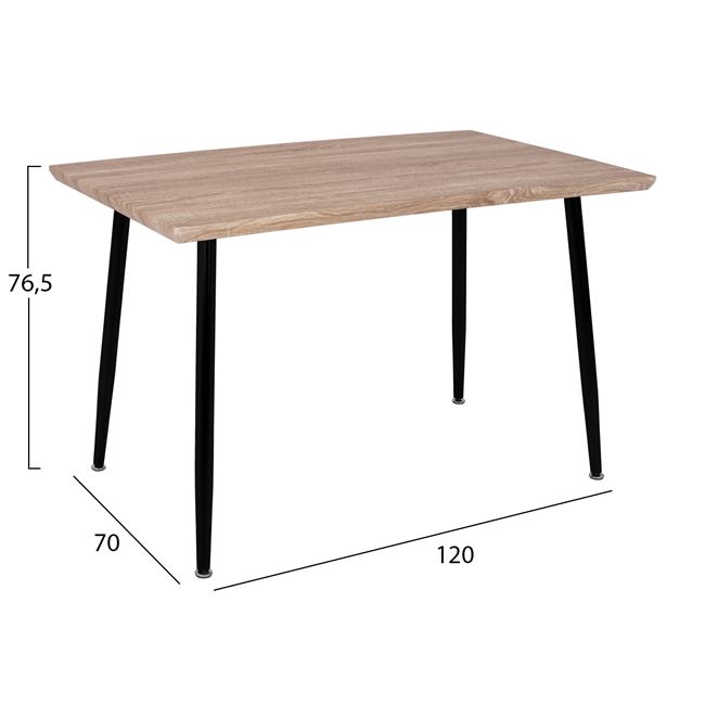 Τραπέζι τραπεζαρίας ξύλινο σε χρώμα σονόμα/μαύρο 120x70x76,5