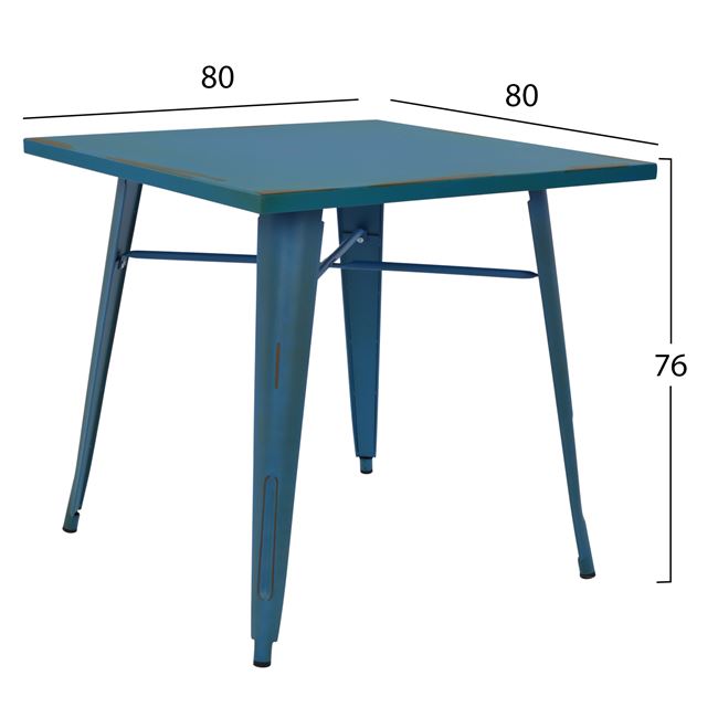 Τραπέζι μεταλλικό σε χρώμα μπλε 80x80x76