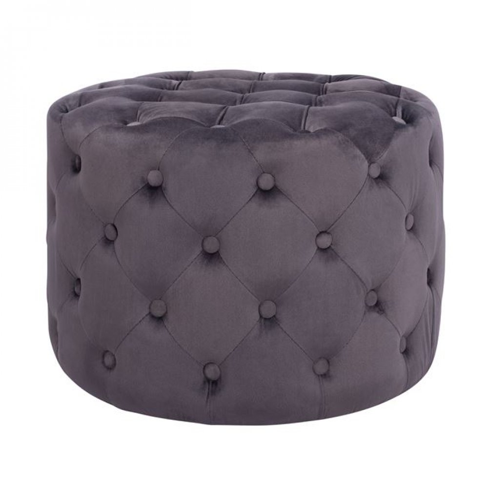 Σκαμπό "KASSIE" βελούδινο σε γκρι χρώμα Φ60x43