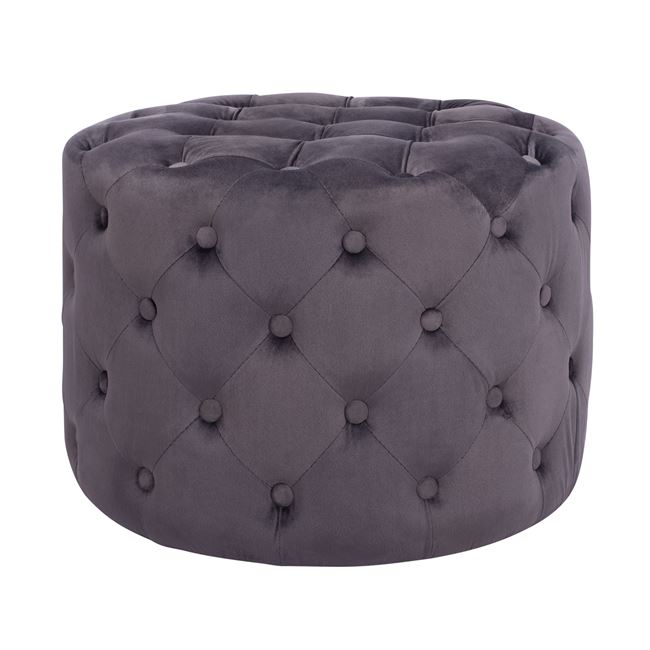 Σκαμπό "KASSIE" βελούδινο σε γκρι χρώμα Φ60x43