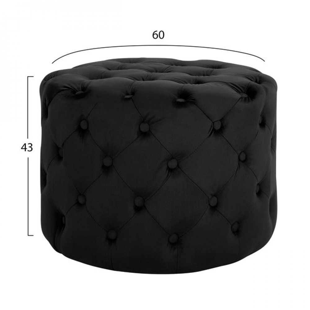 Σκαμπό "KASSIE" βελούδινο σε μαύρο χρώμα Φ60x43