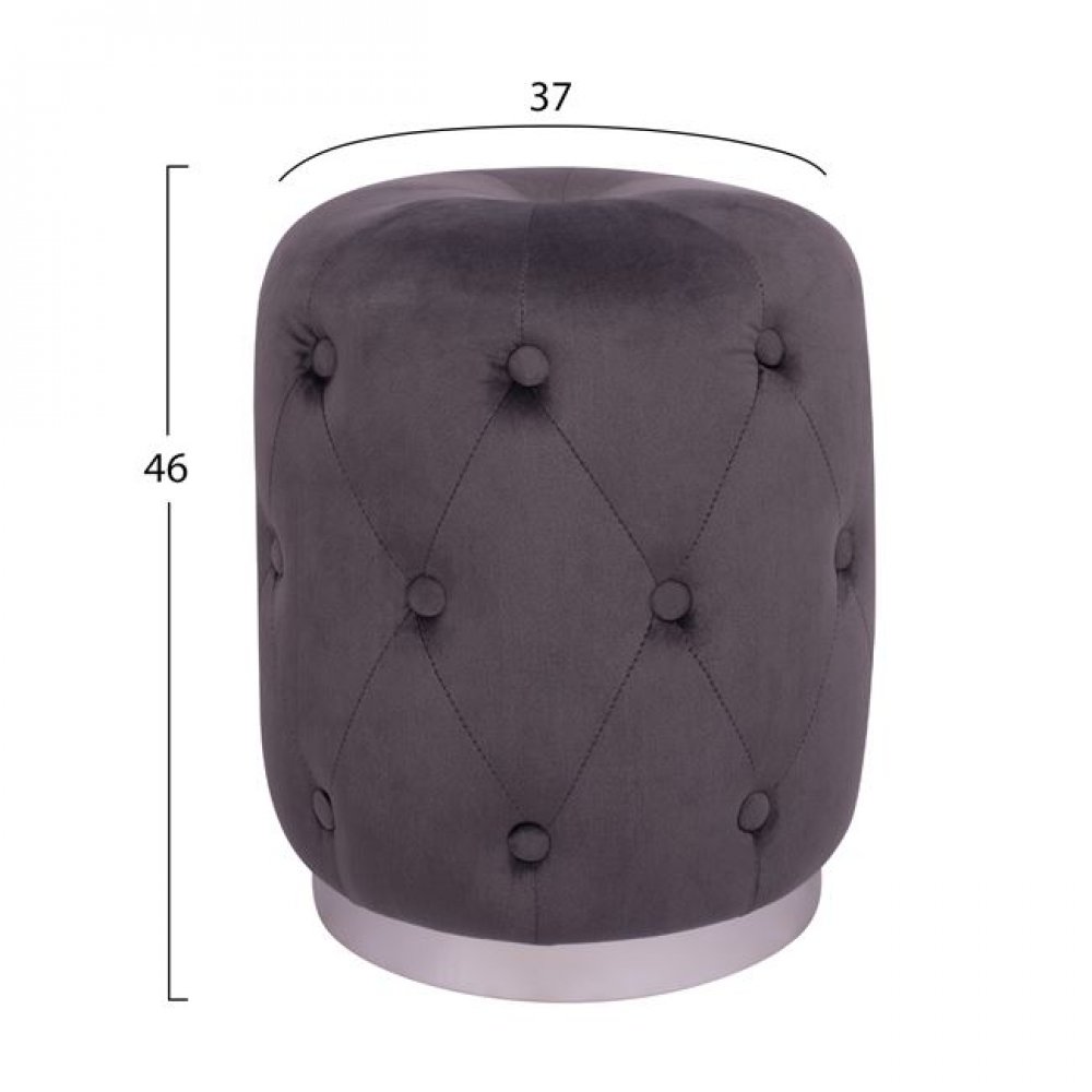 Σκαμπό "TORRIE" βελούδινο σε γκρι χρώμα Φ37x46