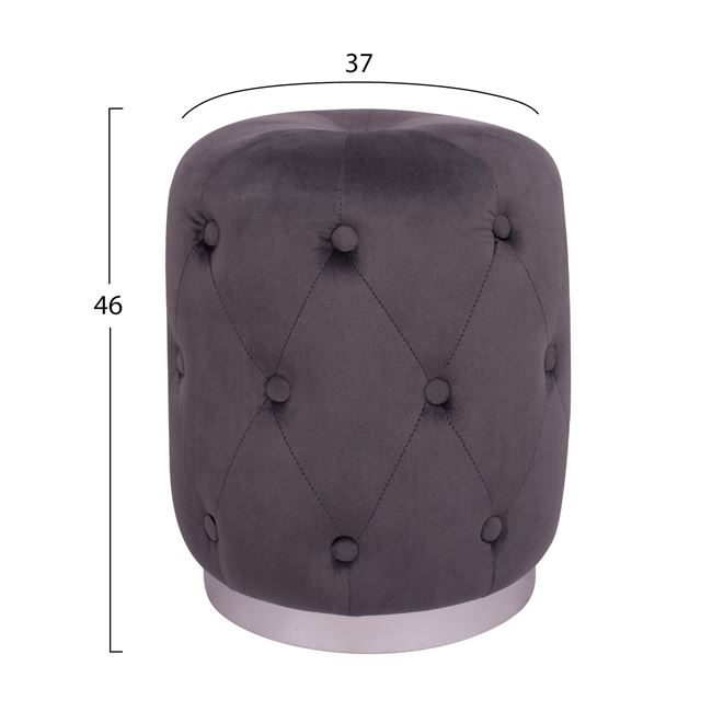 Σκαμπό "TORRIE" βελούδινο σε γκρι χρώμα Φ37x46