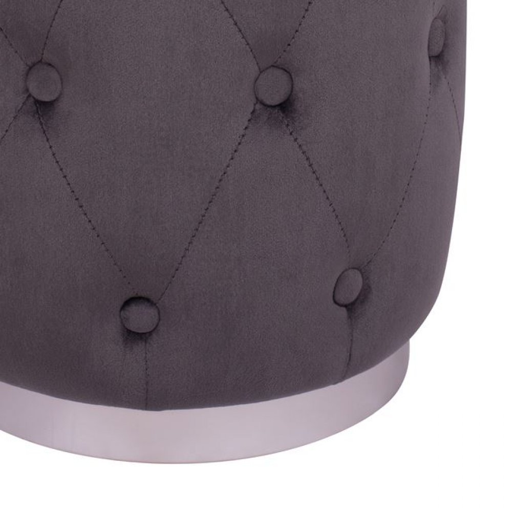 Σκαμπό "TORRIE" βελούδινο σε γκρι χρώμα Φ37x46