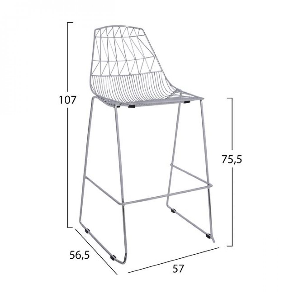 Σκαμπώ μπαρ "LUX" μεταλλικό σε χρώμα χρωμίου 57x56,5x107