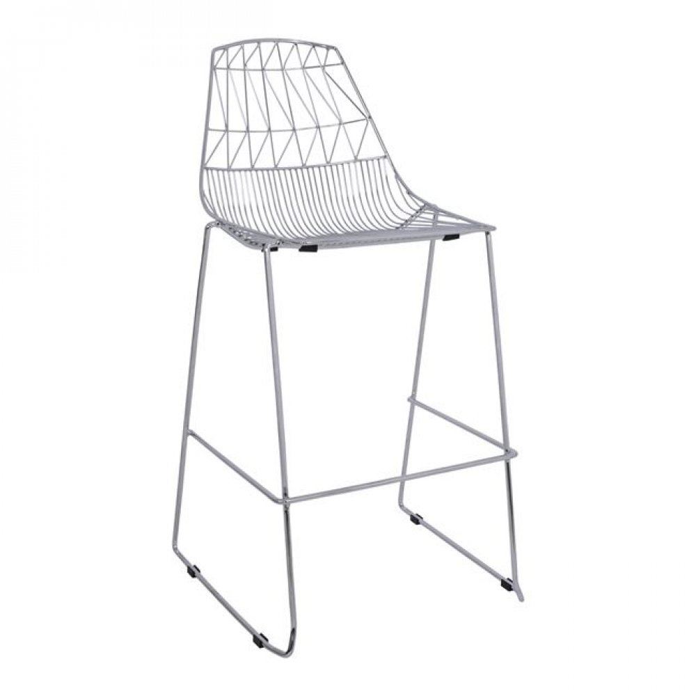 Σκαμπώ μπαρ "LUX" μεταλλικό σε χρώμα χρωμίου 57x56,5x107