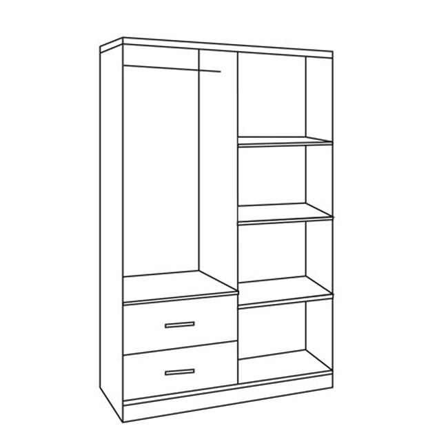 Ντουλάπα τετράφυλλη σε χρώμα σονόμα 118,8x42x181