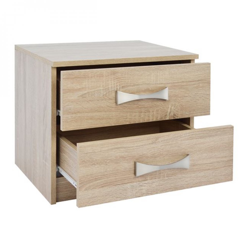 Κομοδίνο με 2 συρτάρια σε σονόμα χρώμα 48x40x42