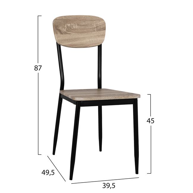 Καρέκλα μεταλλική σε χρώμα σονόμα/μαύρο 39,5x49,5x87
