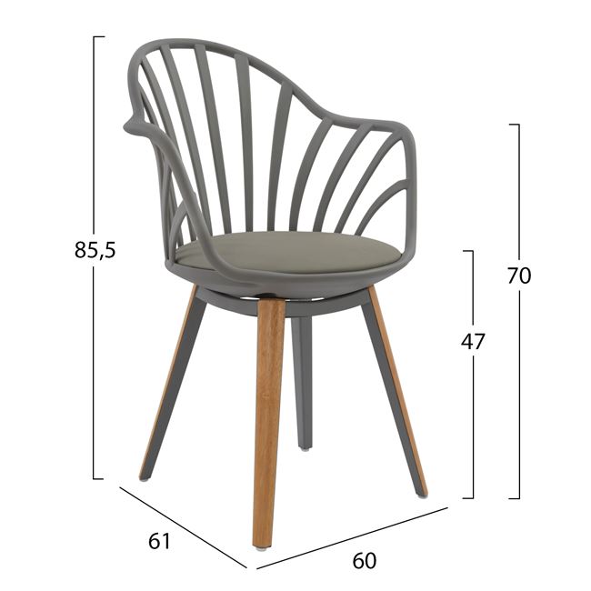 Πολυθρόνα "ANAIS" πολυπροπυλενίου PU σε χρώμα γκρι 60x61x85,5