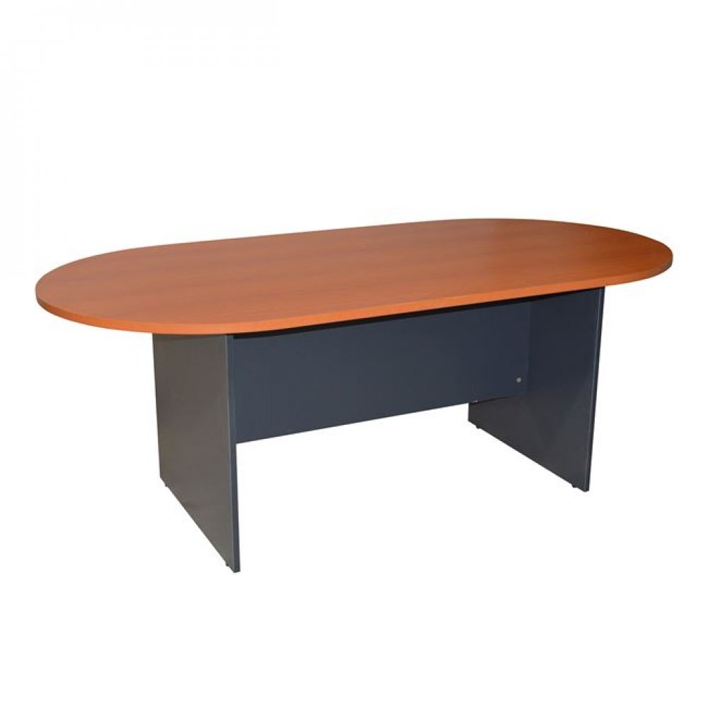 Τραπέζι συνεδρίου οβάλ σε χρώμα γκρι-κεράσι 200x100x75
