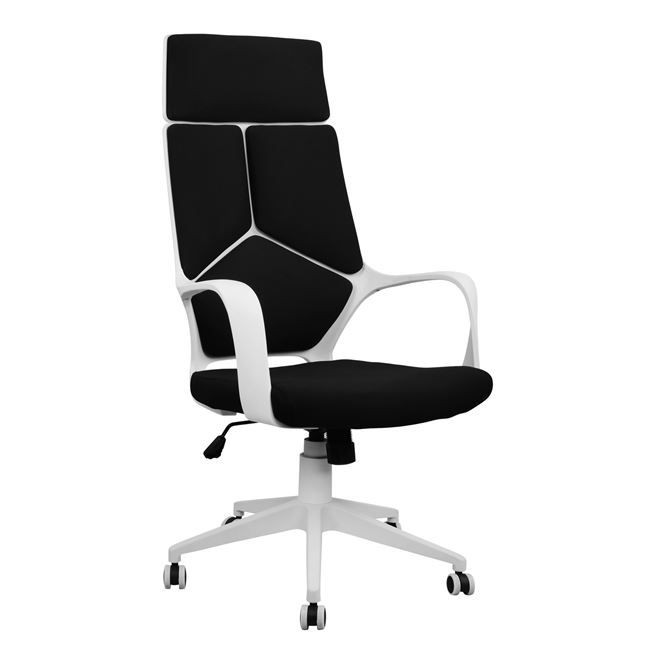 Πολυθρόνα γραφείου υφασμάτινη σε χρώμα μαύρο/λευκό 64x61x126