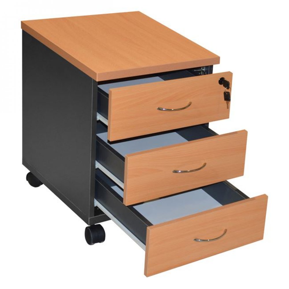 Συρταριέρα γραφείου σε χρώμα σκούρο γκρι-οξιάς 38x48x53