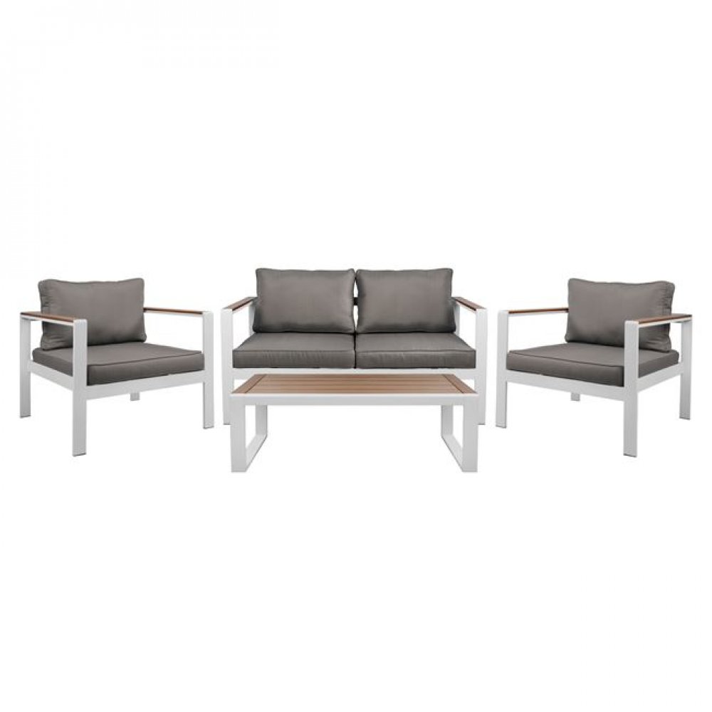 Σετ σαλονιού αλουμινίου σε χρώμα λευκό/γκρι 144x70x79