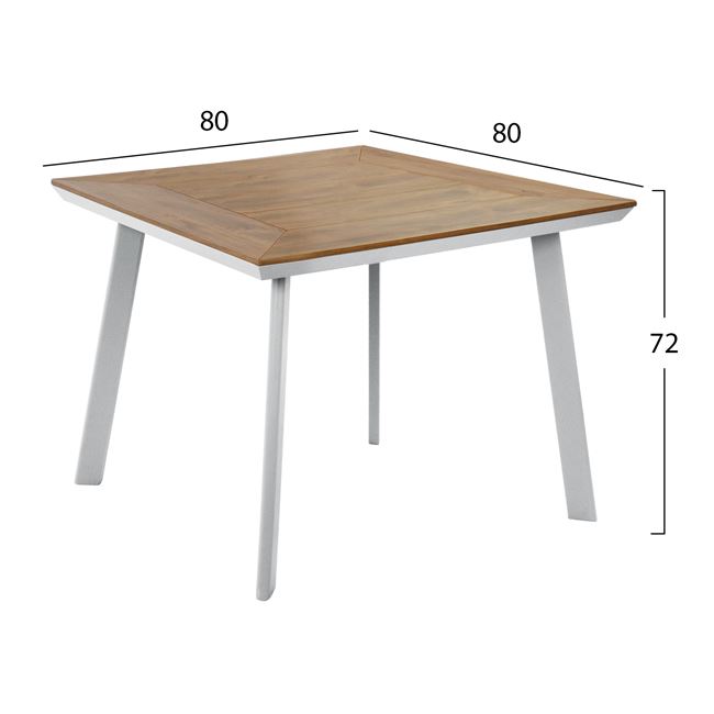 Τραπέζι αλουμίνιου με polywood σε λευκό χρώμα 80x80x72