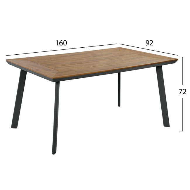 Τραπέζι αλουμίνιου με polywood σε μαύρο χρώμα 160x92x72