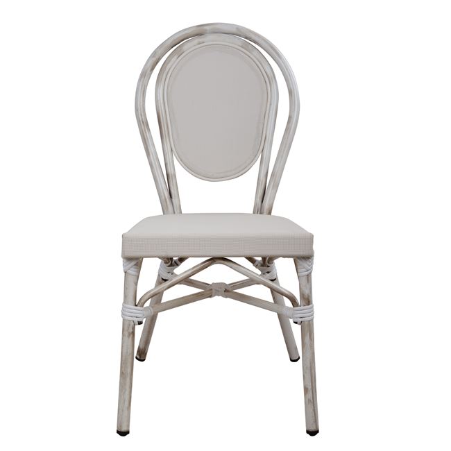 Καρέκλα "BAMBOO LOOK" αλουμινίου-textline σε χρώμα πατίνα λευκή 45x57x88