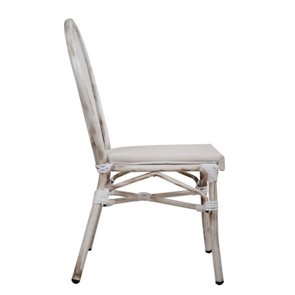 Καρέκλα "BAMBOO LOOK" αλουμινίου-textline σε χρώμα πατίνα λευκή 45x57x88