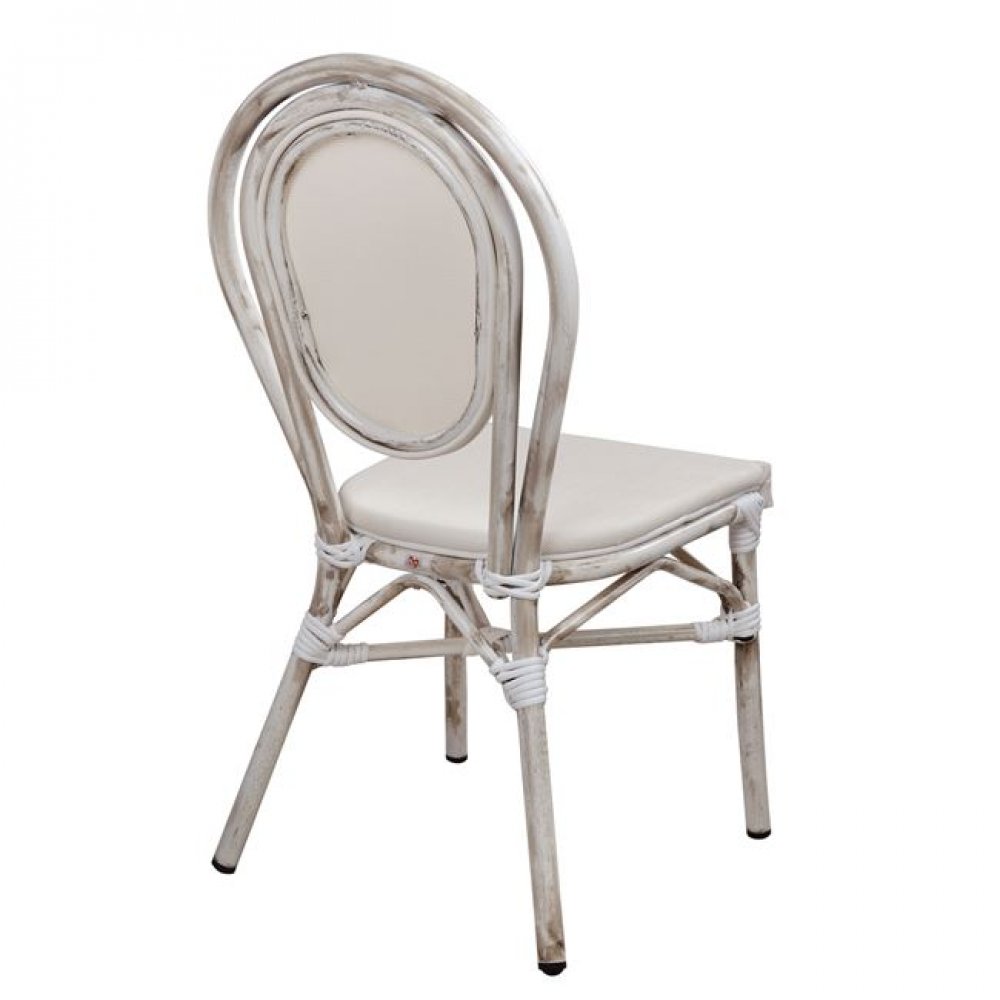 Καρέκλα "BAMBOO LOOK" αλουμινίου-textline σε χρώμα πατίνα λευκή 45x57x88