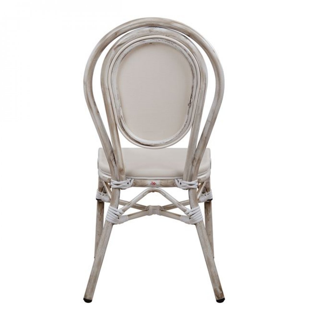 Καρέκλα "BAMBOO LOOK" αλουμινίου-textline σε χρώμα πατίνα λευκή 45x57x88