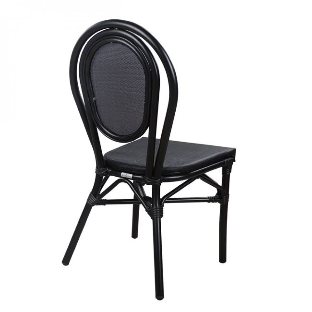 Καρέκλα "BAMBOO LOOK" αλουμινίου-textline σε χρώμα μαύρο 45x57x88