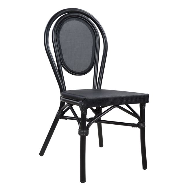 Καρέκλα "BAMBOO LOOK" αλουμινίου-textline σε χρώμα μαύρο 45x57x88