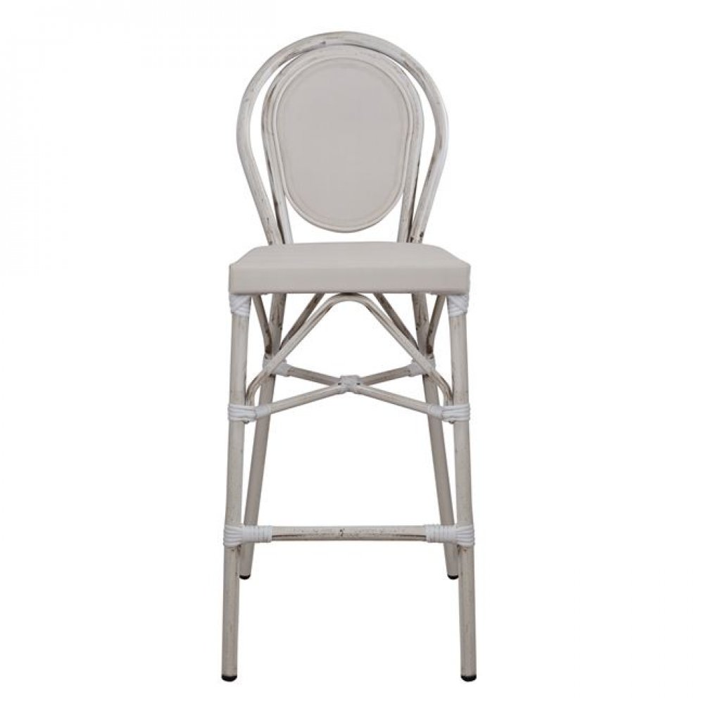 Σκαμπώ μπαρ "BAMBOO LOOK" αλουμινίου-textline σε χρώμα πατίνα λευκή 47x61x115