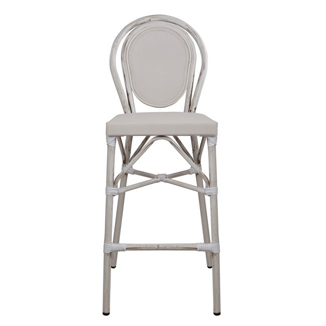 Σκαμπώ μπαρ "BAMBOO LOOK" αλουμινίου-textline σε χρώμα πατίνα λευκή 47x61x115