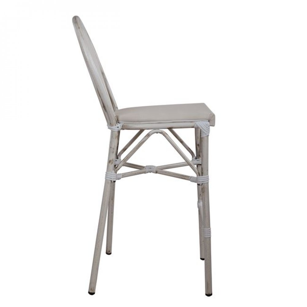 Σκαμπώ μπαρ "BAMBOO LOOK" αλουμινίου-textline σε χρώμα πατίνα λευκή 47x61x115