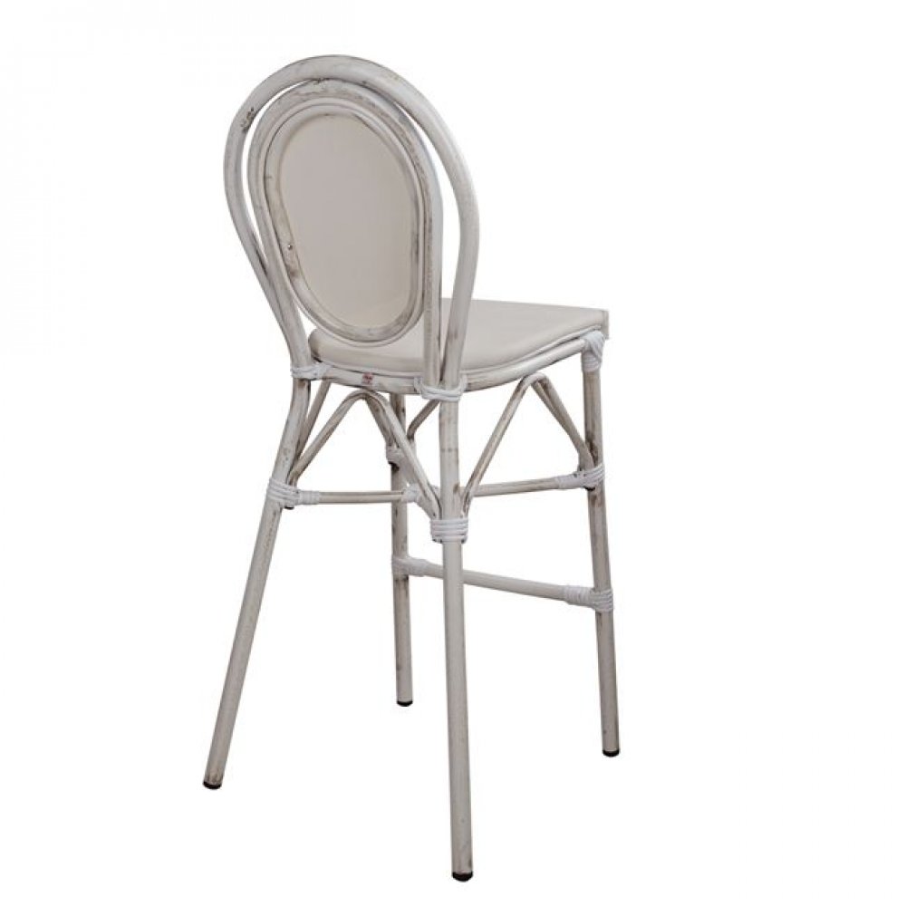 Σκαμπώ μπαρ "BAMBOO LOOK" αλουμινίου-textline σε χρώμα πατίνα λευκή 47x61x115