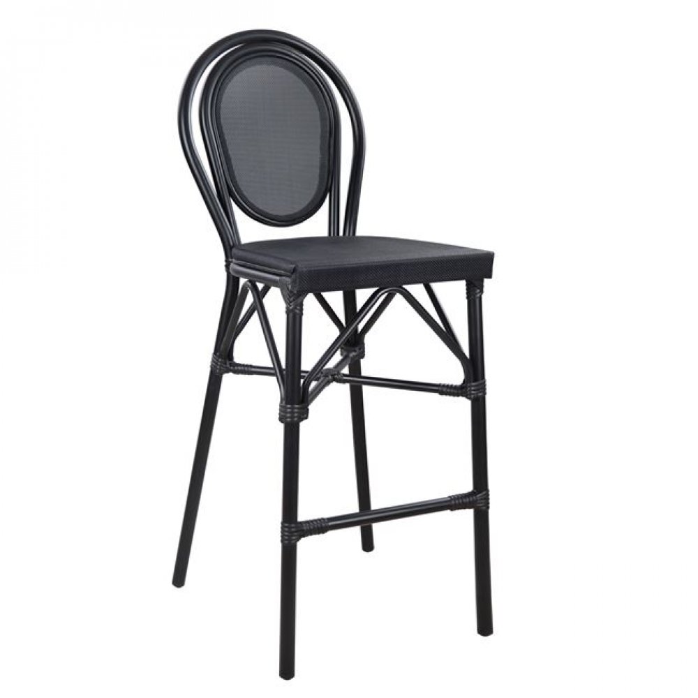 Σκαμπώ μπαρ "BAMBOO LOOK" αλουμινίου-textline σε χρώμα μαύρο 47x61x115