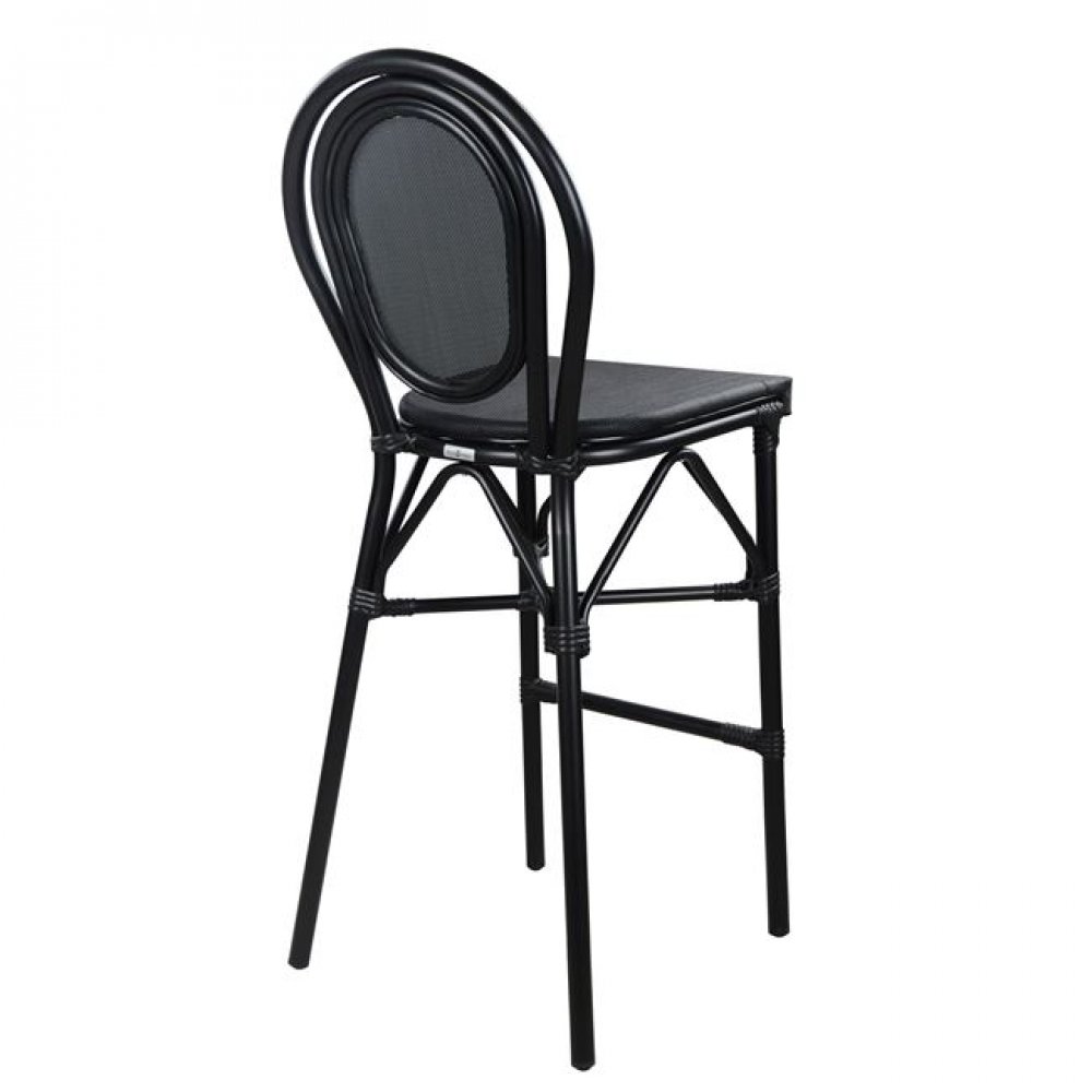 Σκαμπώ μπαρ "BAMBOO LOOK" αλουμινίου-textline σε χρώμα μαύρο 47x61x115