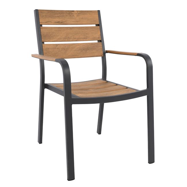 Πολυθρόνα αλουμινίου-polywood σε ανθρακί χρώμα 55x59x85