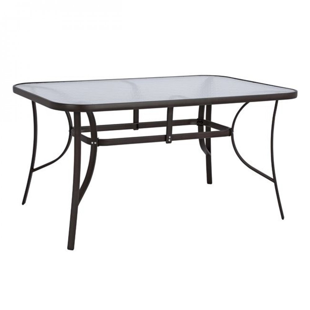 Τραπέζι κήπου "BRUNO" από αλουμίνιο-γυαλί σε καφέ χρώμα 150x90x72