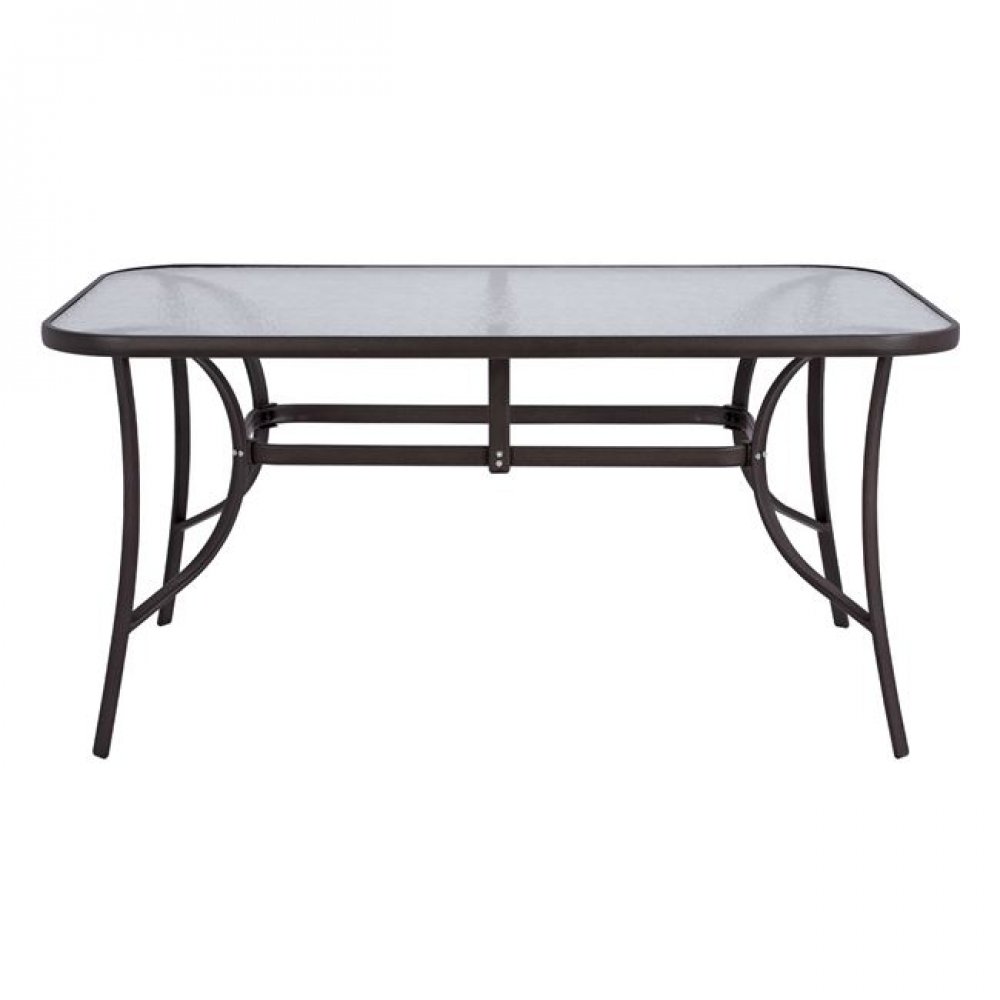 Τραπέζι κήπου "BRUNO" από αλουμίνιο-γυαλί σε καφέ χρώμα 150x90x72