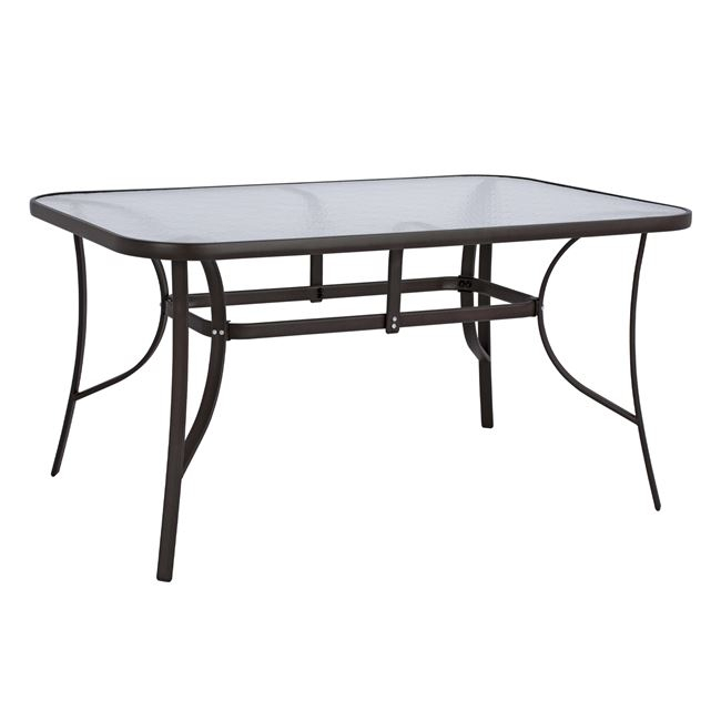 Τραπέζι κήπου "BRUNO" από αλουμίνιο-γυαλί σε καφέ χρώμα 150x90x72