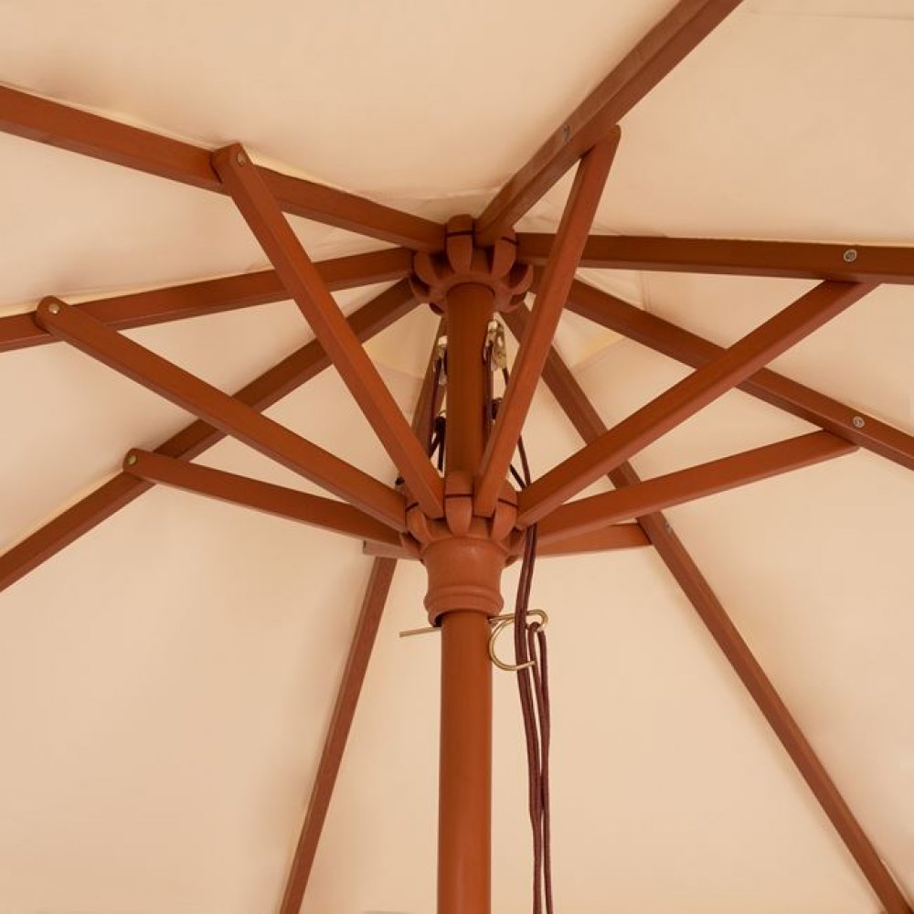 Ομπρέλα με ξύλινο σκελετό σε χρώμα μπεζ Φ300x230