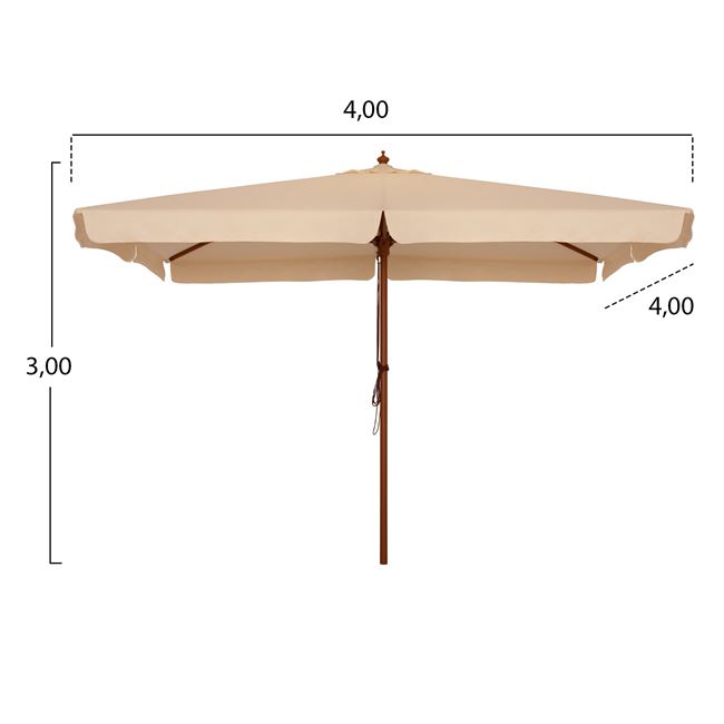 Ομπρέλα με ξύλινο σκελετό σε χρώμα μπεζ 400x400x300