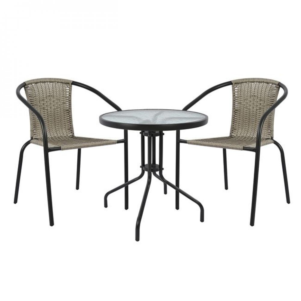 Σετ τραπεζαρίας μεταλλική wicker σε χρώμα γκρι 53x58x76