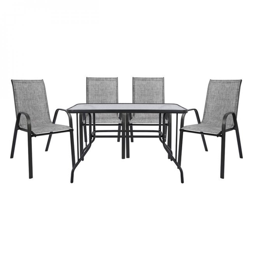 Σετ τραπεζαρίας 5 τμχ μεταλλική σε χρώμα γκρι/ανθρακί 110x60x71