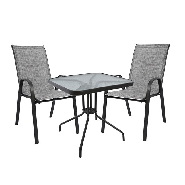 Σετ τραπεζαρίας 3 τμχ μεταλλική σε χρώμα γκρι/ανθρακί 70x70x72