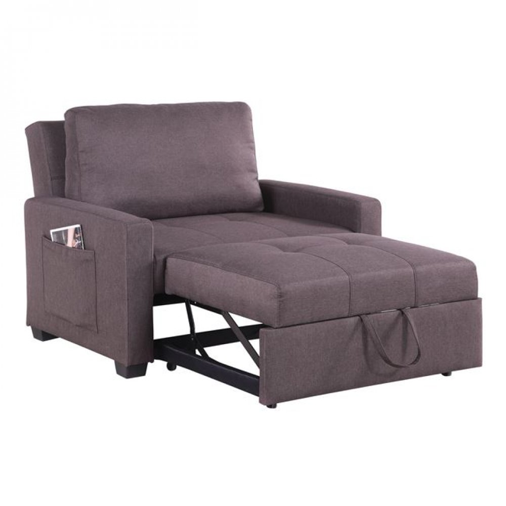 Πολυθρόνα κρεβάτι υφασμάτινη σε καφέ χρώμα 112x96x85