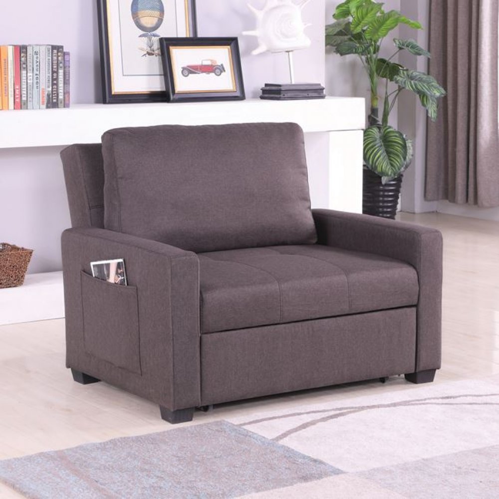 Πολυθρόνα κρεβάτι υφασμάτινη σε καφέ χρώμα 112x96x85