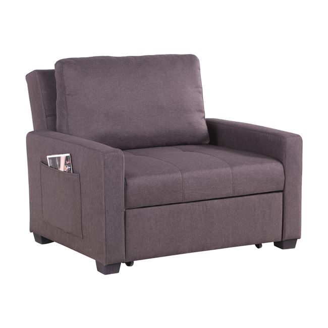 Πολυθρόνα κρεβάτι υφασμάτινη σε καφέ χρώμα 112x96x85