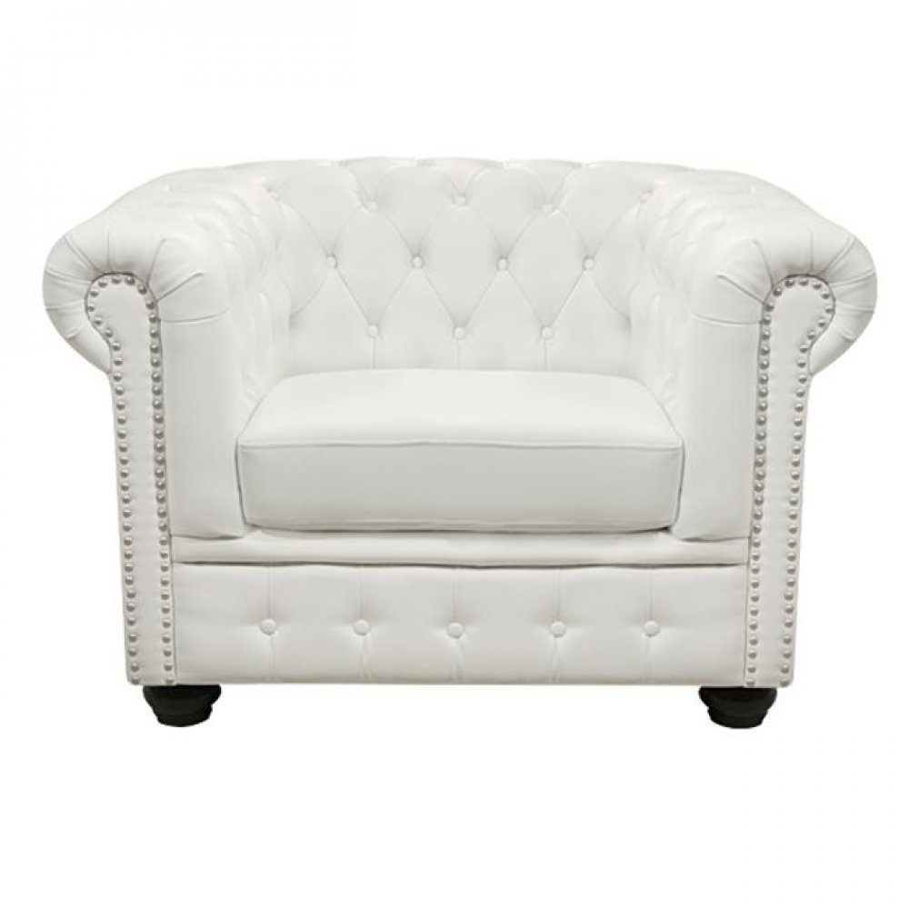 Πολυθρόνα "CHESTERFIELD" από PU σε χρώμα λευκό ματ 110x90x73